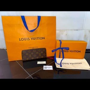 LV Louis Vuitton CLÉMENCE WALLET - Brown & Tan Monogram, Fuchsia Interior